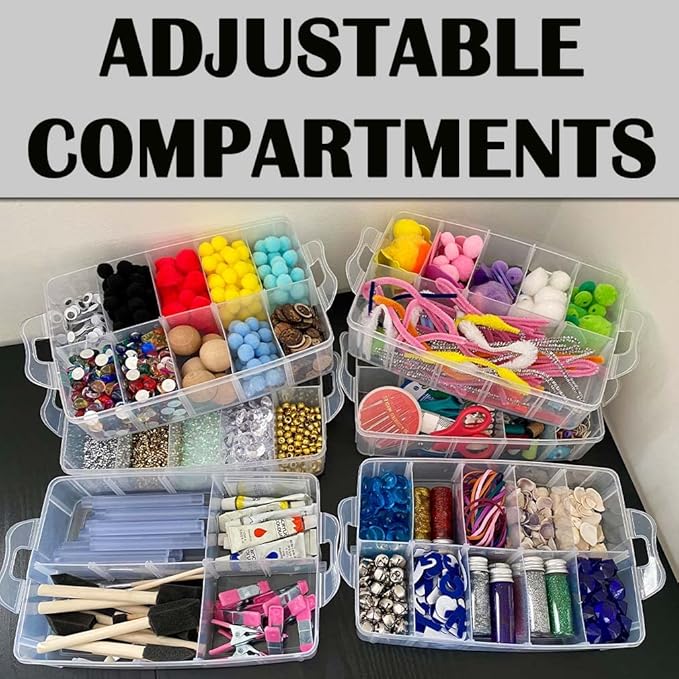 Evelots Storage Box-Clear-Stackable-Snap-60 Slots-Craft/Jewelry/Hardware-6 Trays - TUZZUT Qatar Online Shopping