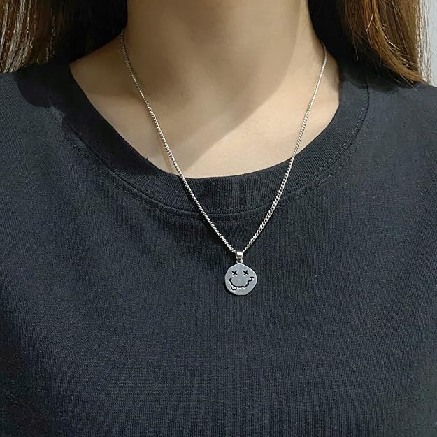Smile Face Women's Pendants Necklaces Gothic Smiley Cool Hippie Streetwear Men's Necklaces H00 Smile Face Women's Pendants Necklaces Gothic Smiley Cool Hippie Streetwear Men's Necklaces H00