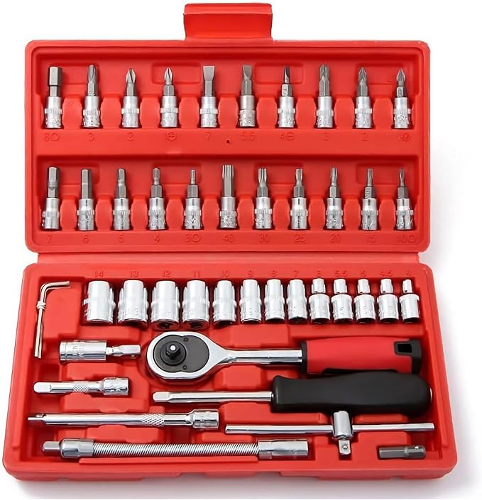 Wrench Set 46 Pcs Tool Kit For Car Tool Screwdriver And Bit Ratchet Torque Quick Wrench Spanner