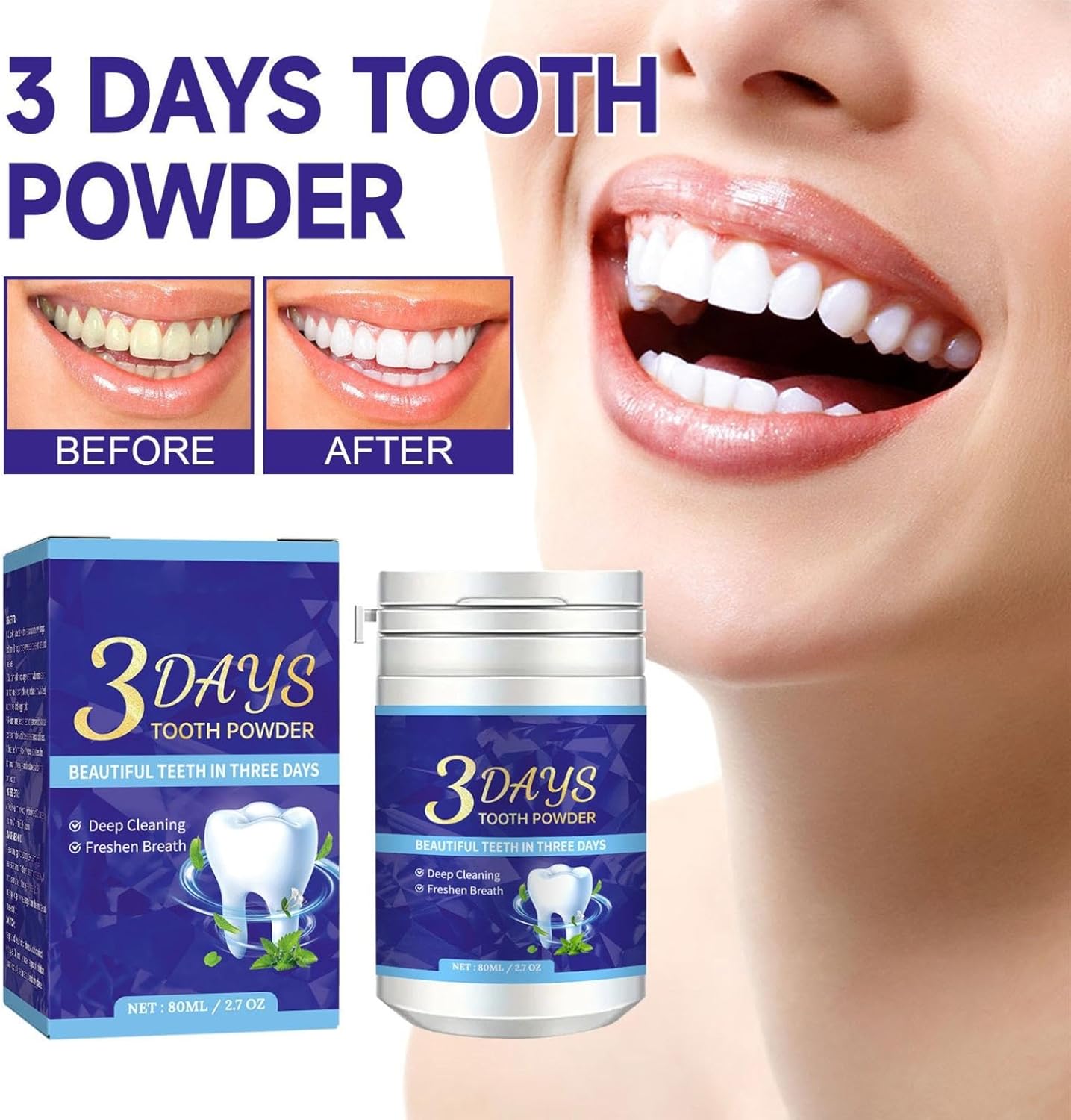 EEIHOE 3 Days Teeth Whitening Powder 80ml EEIHOE 3 Days Teeth Whitening Powder 80ml