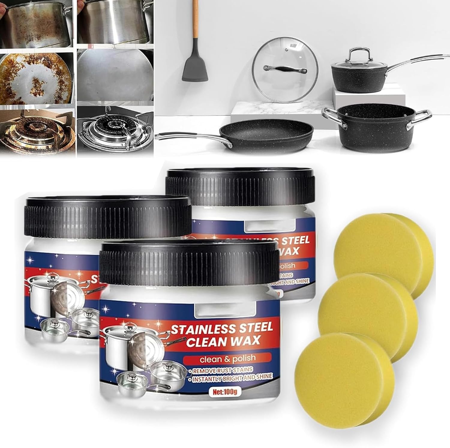 Jue-Fish Stainless Steel Clean Wax 100g