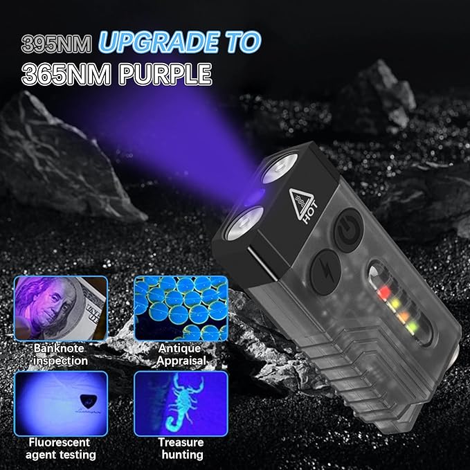 Mini Flashlight V10L EDC 1000 Lumens with 365nm UV Torch