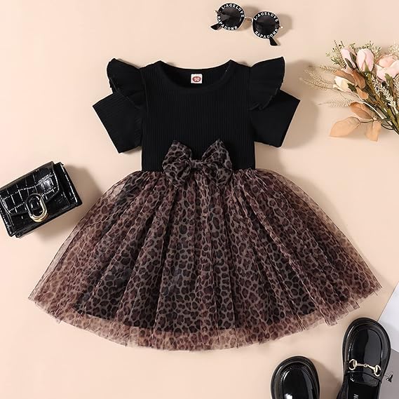 Baby GirlBowknot Leopard Patchwork A-line Dress Princess Party  Dresses Kids Summer Clothing 1318782 - TUZZUT Qatar Online Shopping