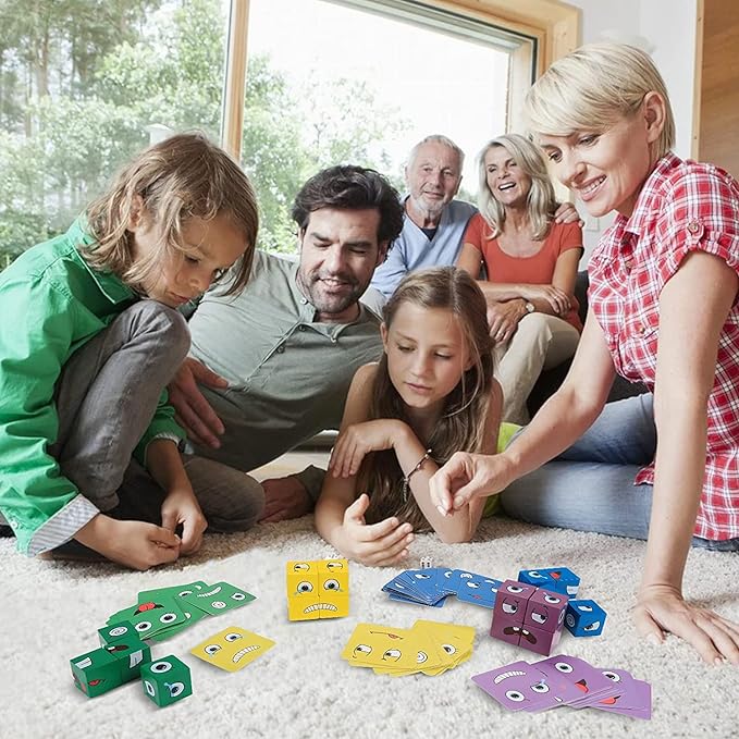 Faces Changing Building Blocks Wooden Toy Faces Changing Building Blocks Wooden Toy