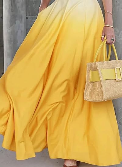 Womens Maxi Dress Yellow Tie Dye Print V-Neck Sleeveless 163475 Womens Maxi Dress Yellow Tie Dye Print V-Neck Sleeveless 163475