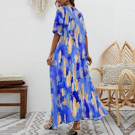 Floral Printed Dress for Women Casual V Neck High Waist Swing Dress B-108201 Floral Printed Dress for Women Casual V Neck High Waist Swing Dress B-108201