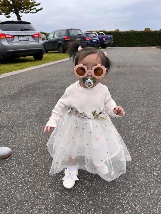 Baby Girls Floral Dress Toddler Tulle One Piece Long Sleeve 1441248 - TUZZUT Qatar Online Shopping