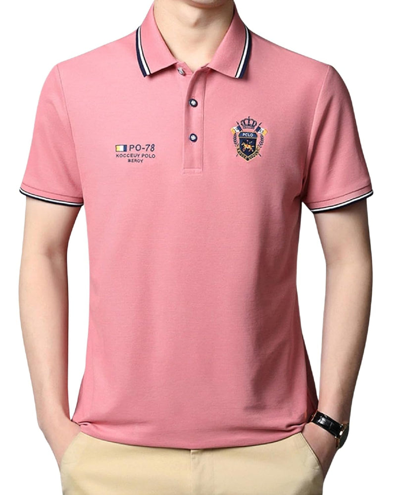 Men's Short Sleeve Embroidered Lapel POLO Casual T-Shirt TS315 - TUZZUT Qatar Online Shopping