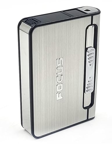 Focus Long Cloud JD-YH002 Automatic Cigarette Case Holder Box with Lighter - TUZZUT Qatar Online Shopping