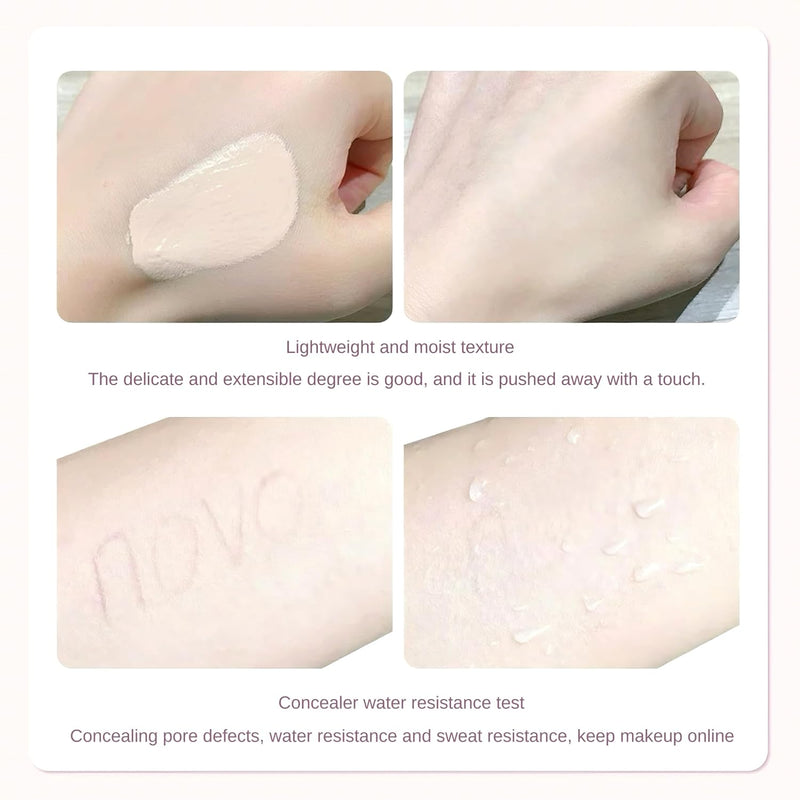 Novo Dual-Action Cushion Foundation & Powder - 13g Cushion + 6.5g Powder - Full Coverage, Waterproof, Hydrating, Dewy Skin Finish - Buildable, Lightweight, Pearl Powder & Bird’s Nest Extract.