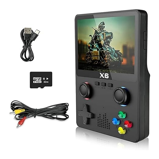 X6 Handheld Retro Game Console with 64GB TF Card, Preloaded 6,000+ Games, Retro Gaming Console