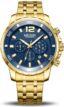 Megir Mens Gold Stainless Steel Quartz Watch S2545960 - TUZZUT Qatar Online Shopping