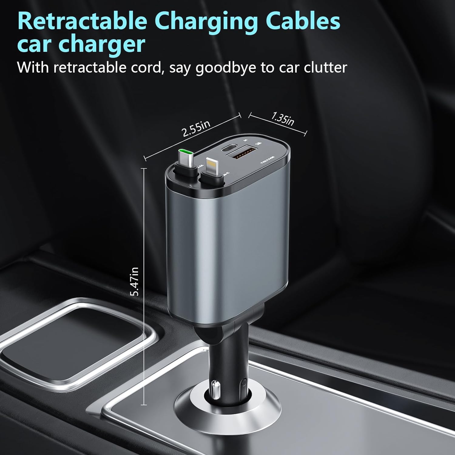 4 in 1 Retractable Fast Car Phone Charger 120W (Type-C, iOS, USB-C & USB interface) 4 in 1 Retractable Fast Car Phone Charger 120W (Type-C, iOS, USB-C & USB interface)