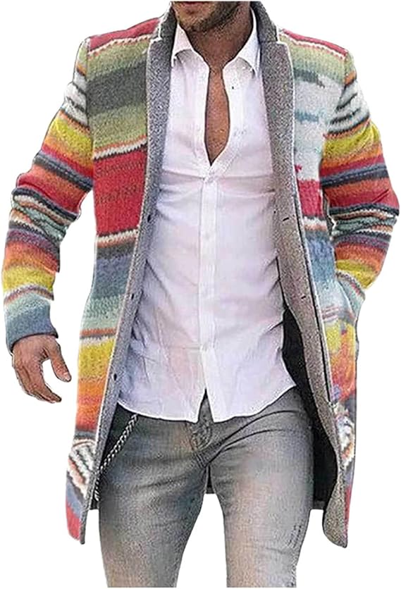 Men's Colourful Striped Trench Coat TC8965 Men's Colourful Striped Trench Coat TC8965