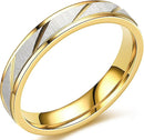 Women's Men's Rings Bi-Colour Twill Pattern Ring Wedding Anniversary Gift for Couple Polished and Matte Gold R789 - TUZZUT Qatar Online Shopping