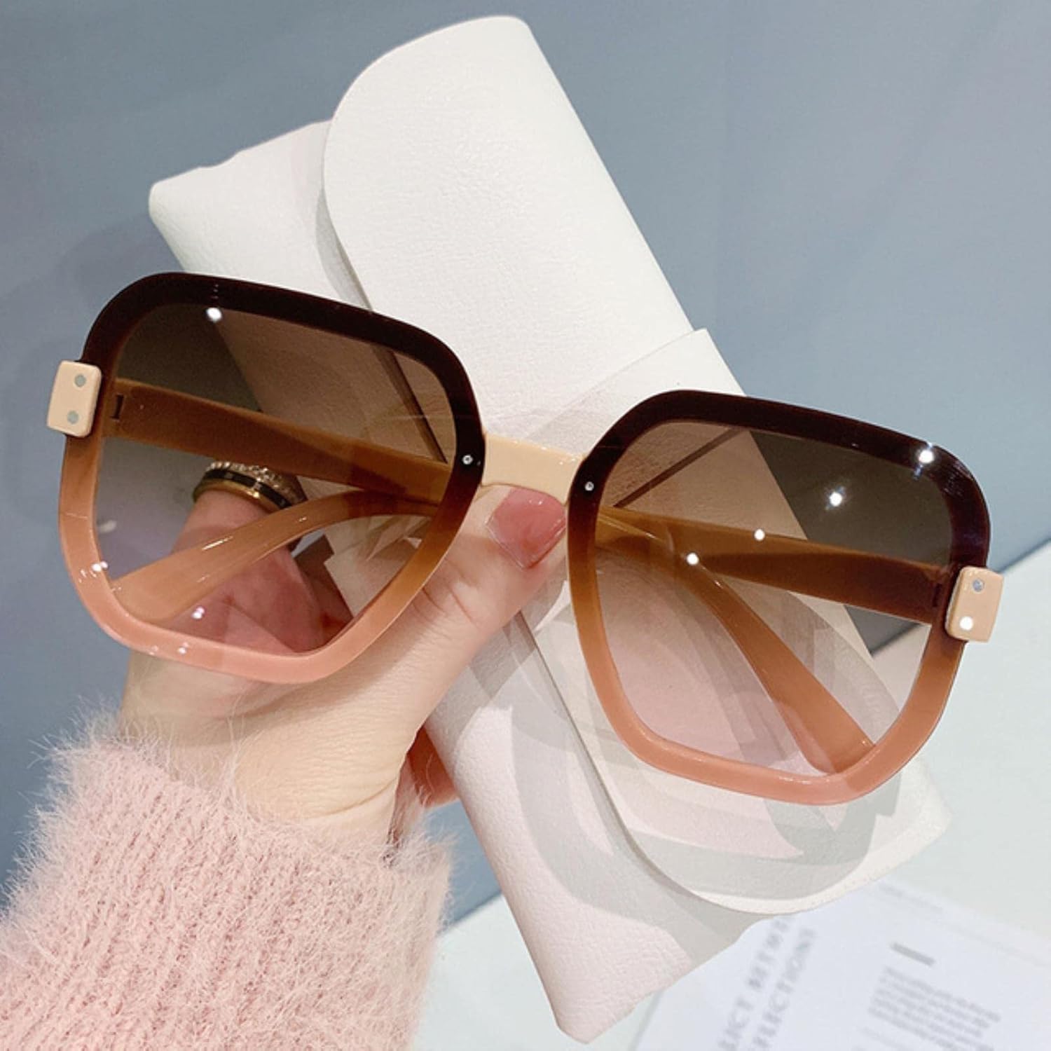 Semi Round Rimless Female Gradient Sun Glasses S4624088 Semi Round Rimless Female Gradient Sun Glasses S4624088