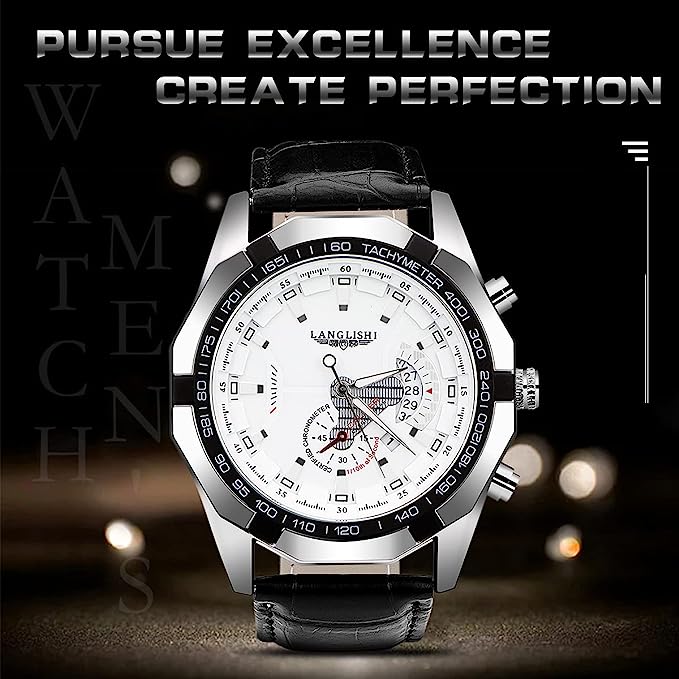Mens Watches Fashion Waterproof Automatic Stainless Steel and Leather Chronograph Quartz Watch Business Auto Date Wristwatch S4542141