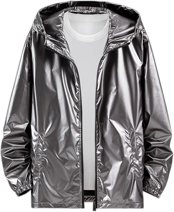 Holographic Jacket for Men's Lightweight Long Sleeves S5061839 - TUZZUT Qatar Online Shopping