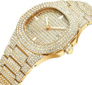 Mens Diamond Watch with Cuban Link Chain W7670 - TUZZUT Qatar Online Shopping
