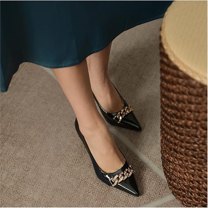 High Heels Chain Pointed Toe Ladies Shoes S443755174 - TUZZUT Qatar Online Shopping
