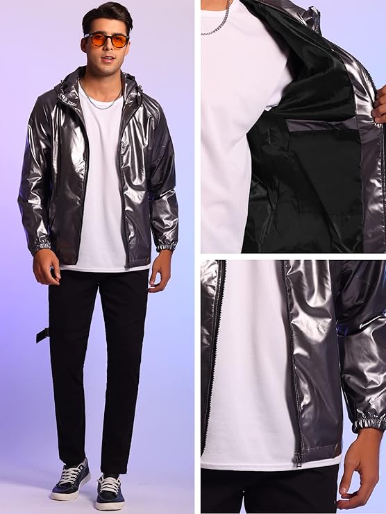 Holographic Jacket for Men's Lightweight Long Sleeves S5061839 - TUZZUT Qatar Online Shopping