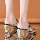 Crystal Peep Toe High Heel Sandals HS753 - TUZZUT Qatar Online Shopping