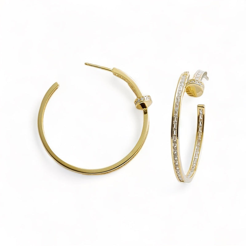 Nail Hoop Earrings N787 - TUZZUT Qatar Online Shopping
