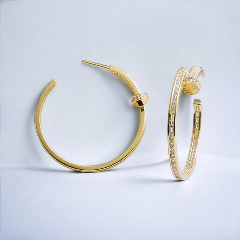 Nail Hoop Earrings N787 - TUZZUT Qatar Online Shopping