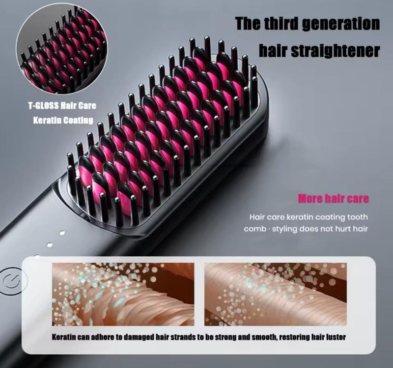 Rechargeable Hair Straightener Brush MS001 - TUZZUT Qatar Online Shopping