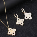 Flower Pendant Necklace Earring Set For Women - Tuzzut.com Qatar Online Shopping