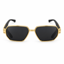 Unisex Gold Frame Geometric Sunglasses with Black Lenses MF 1946