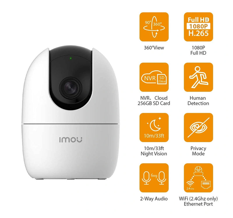 Imou Ranger 2 Wi-Fi Smart Camera 3Mp - Night Vision - 2-Way Audio - 360°VIEW