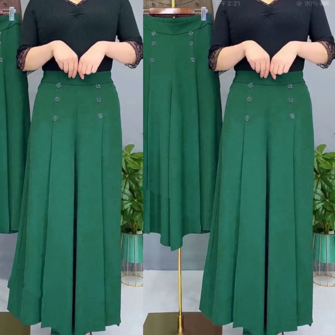 All-match Drape Button Solid Color Bigfoot Nine Point Jilt Trousers Female Summer Casual Pockets Loose Wide-legged Pants S6674910 All-match Drape Button Solid Color Bigfoot Nine Point Jilt Trousers Female Summer Casual Pockets Loose Wide-legged Pants S6674910