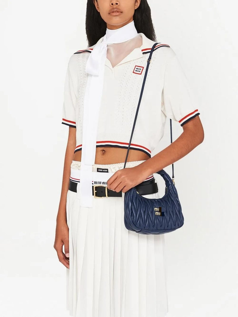 Hobo Bag Blue Matelasse Leather B2178 - TUZZUT Qatar Online Shopping