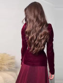 Women Elegant Solid Velve Dresses   B-377663 - TUZZUT Qatar Online Shopping