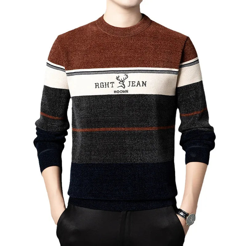 Men's Plush Fleece Sweater Brown 173702 - TUZZUT Qatar Online Shopping