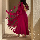 Women's Long Sleeve Solid Color Modest Fashion Dress S 540150 - TUZZUT Qatar Online Shopping