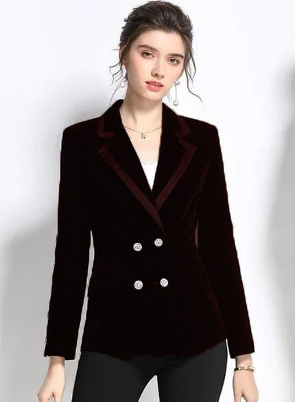 New temperament fashion women's Wine Red waist suit top S026207816