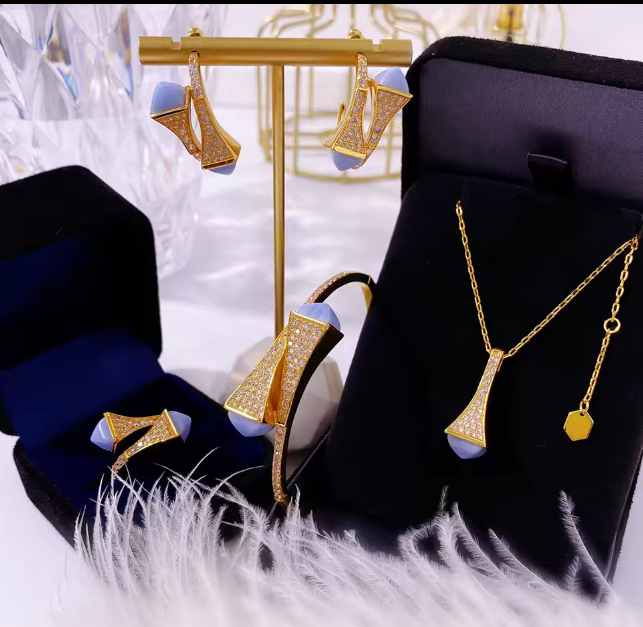 4pcs Colorful Necklace Pendant Earring Set S4996727 4pcs Colorful Necklace Pendant Earring Set S4996727
