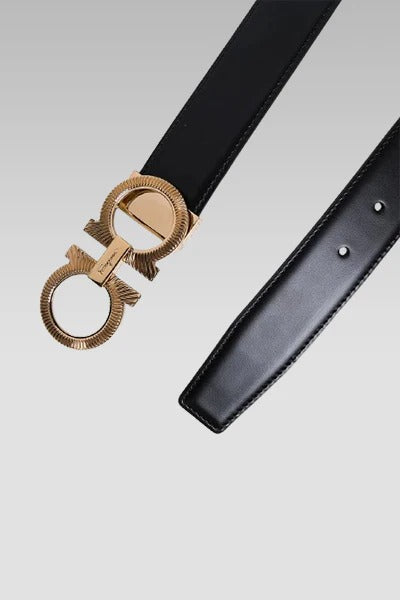 Iconic Black Leather Buckle Belt SF963 Iconic Black Leather Buckle Belt SF963