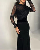 Women's Black Mermaid Evening Long Sleeve Lace Dresses   S5078551 - TUZZUT Qatar Online Shopping