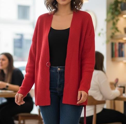 Long Sleeve Knitted Cardigan 71922 - TUZZUT Qatar Online Shopping