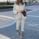 Lounge Sets For Women Workout Pants Women Women Summer Casual Comfortable Elastic Waist Solid Color Shirt Capri Pants Set Matching Sets Women Clothing   B94027 - TUZZUT Qatar Online Shopping