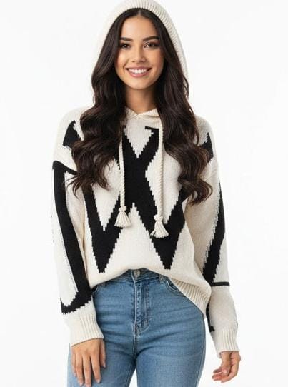 Knitted Hooded Top Winter Sweater 177203