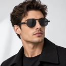 Unisex Vintage Round Black Sunglasses-42