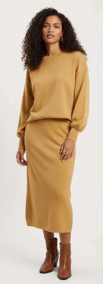 Long Sleeve Sweater + Skirt Two Piece Set B-368202 - TUZZUT Qatar Online Shopping