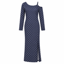 Women’s Navy Polka Dot Asymmetric Cold-Shoulder Maxi Dress H-4
