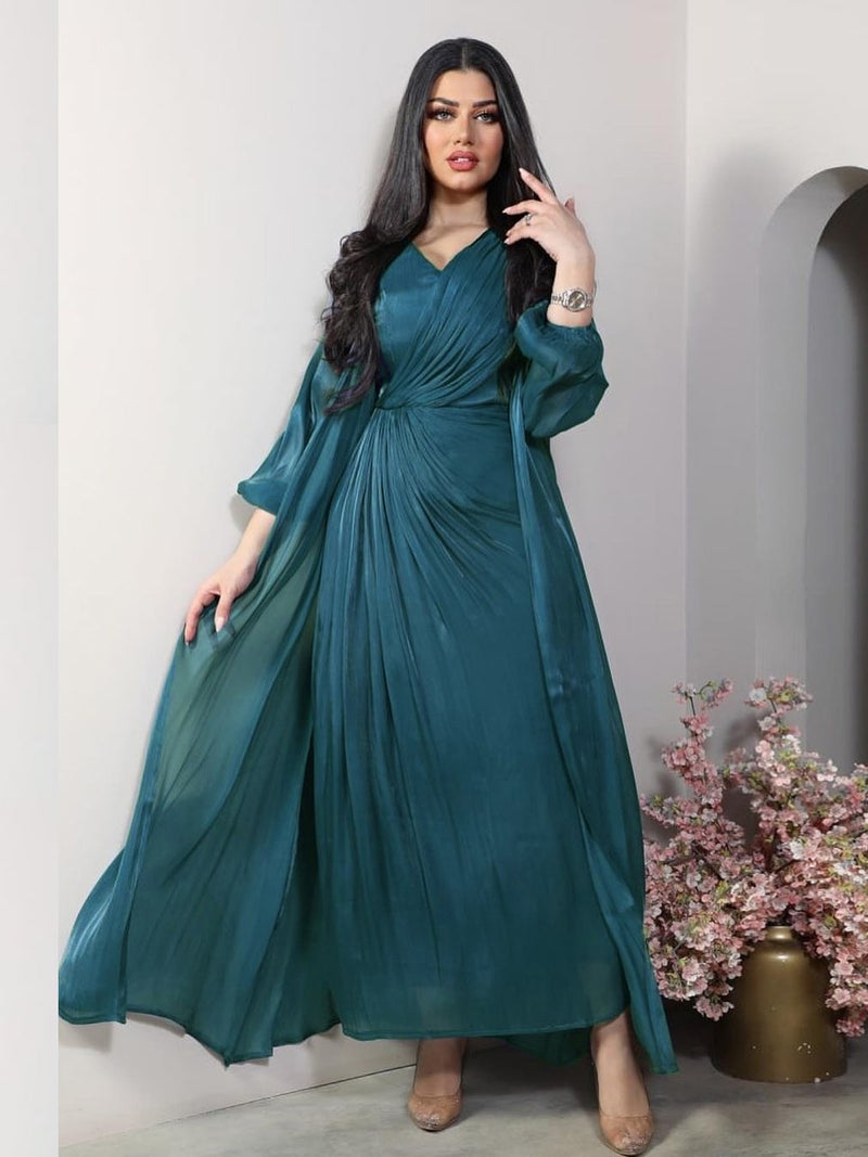 2 Pcs Women's Long Sleeve Solid Color Arabian Set 2XL 428793
