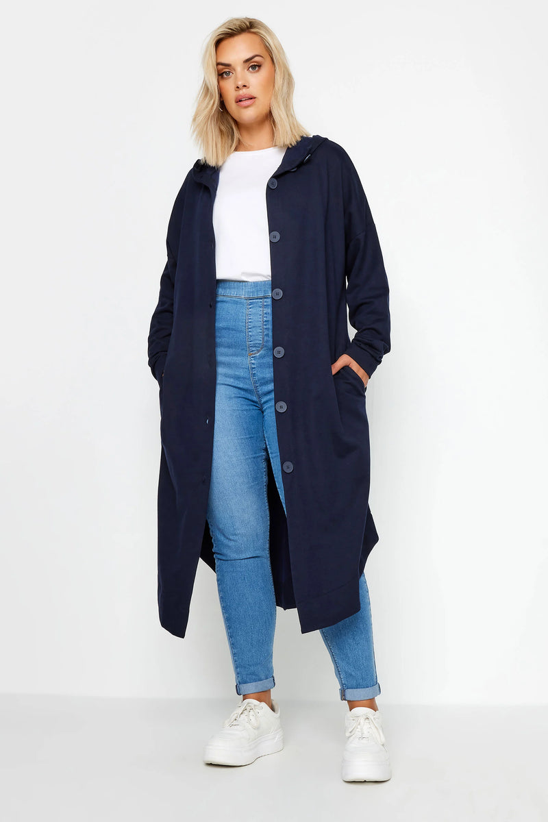 Curve Button Through Hooded Maxi Jacket 55943 - TUZZUT Qatar Online Shopping