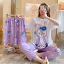 Disney Mickey Minnie Pajamas Women's Summer Three-piece Pajamas Short-sleeved Shorts Trousers X4250046 - Tuzzut.com Qatar Online Shopping